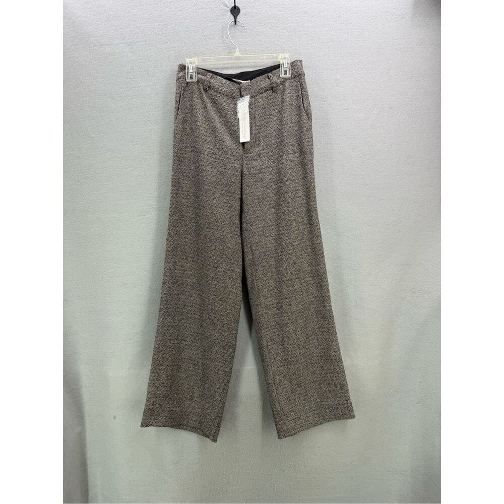 NWT Soft Surroundings Womens Heathered Tweed Wide Leg Trousers Pants Size 4